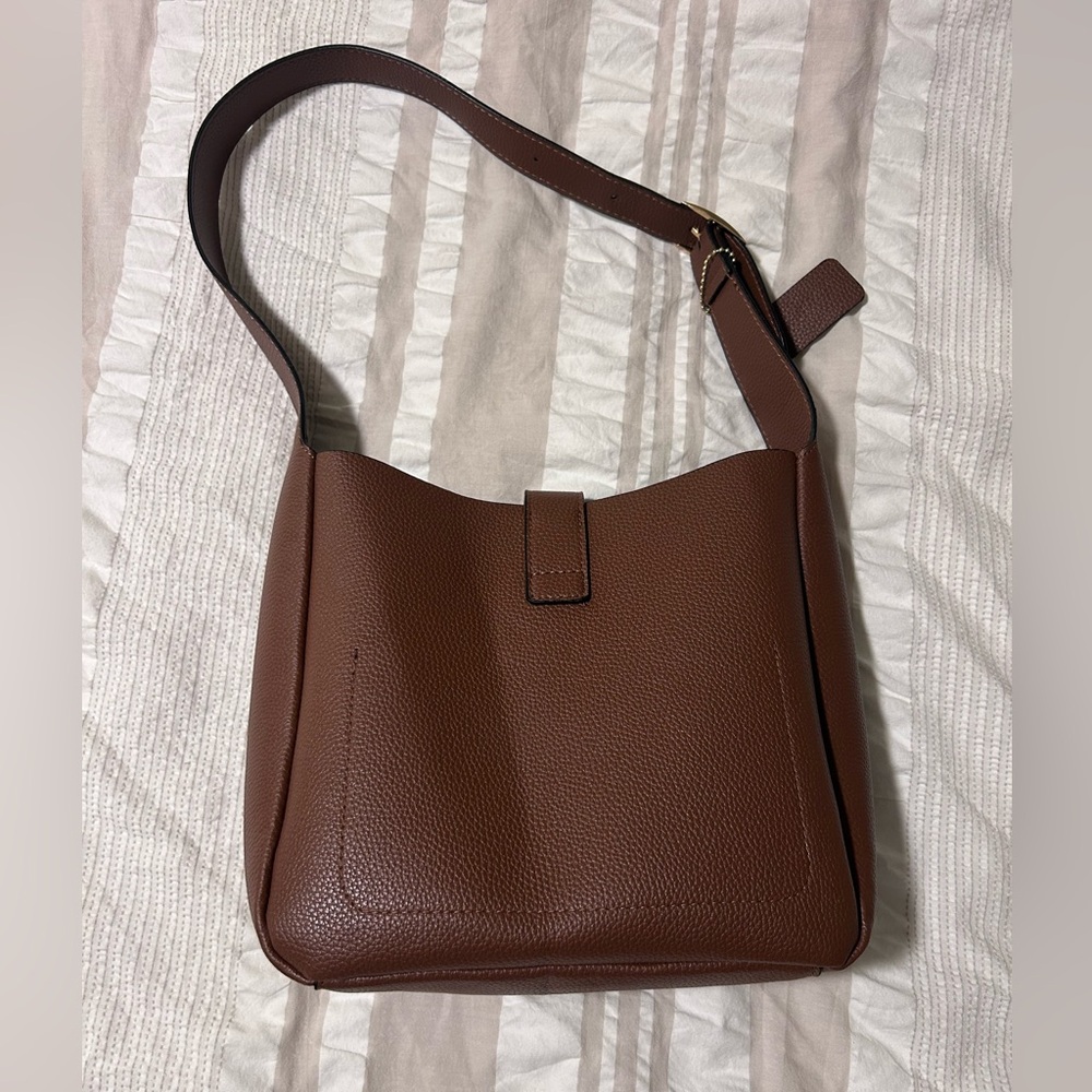 Hadley Brown Pebbled Leather Shoulder Bag with Gold Hardware - Picture 7 of 9